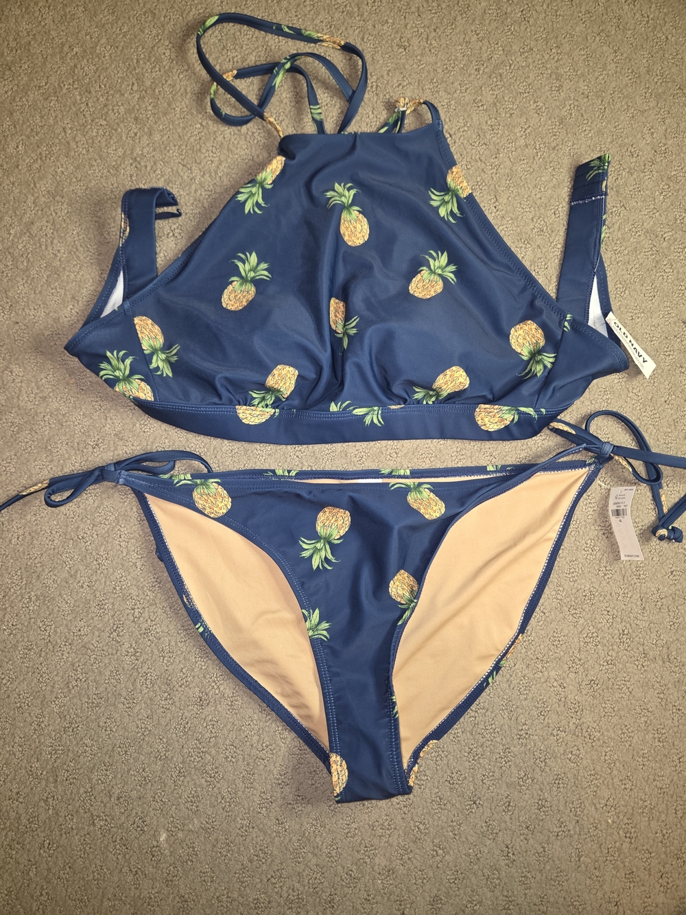 Old Navy Blue Pineapple-Accent High Neck Bikini Set